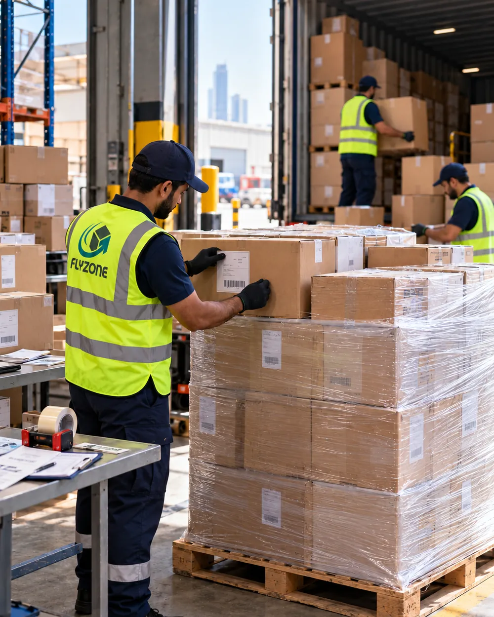 Cartons from several suppliers consolidated onto one pallet